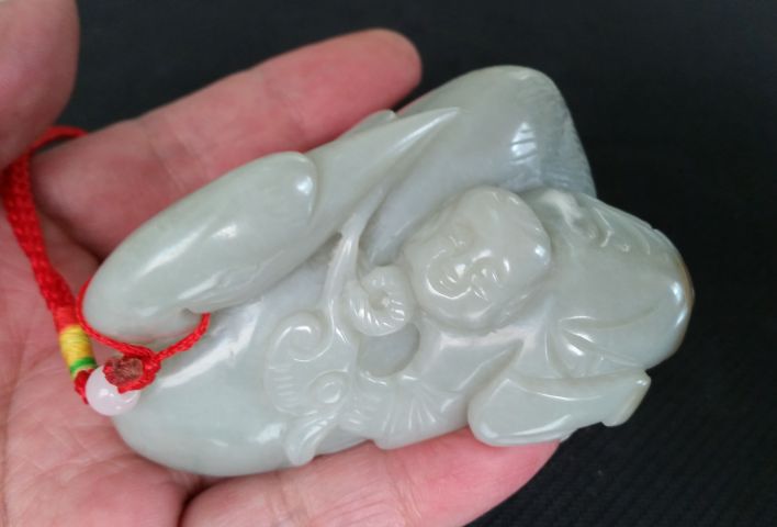 古玩玉器和田玉雕“鵝如意”擺件拍賣(mài)，當(dāng)前價(jià)格1980元