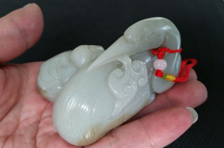 古玩玉器和田玉雕“鵝如意”擺件拍賣(mài)，當(dāng)前價(jià)格1980元