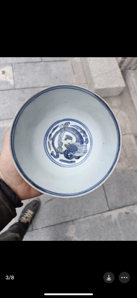古玩陶瓷晚明 青花螭龍紋碗拍賣,當前價格4500元