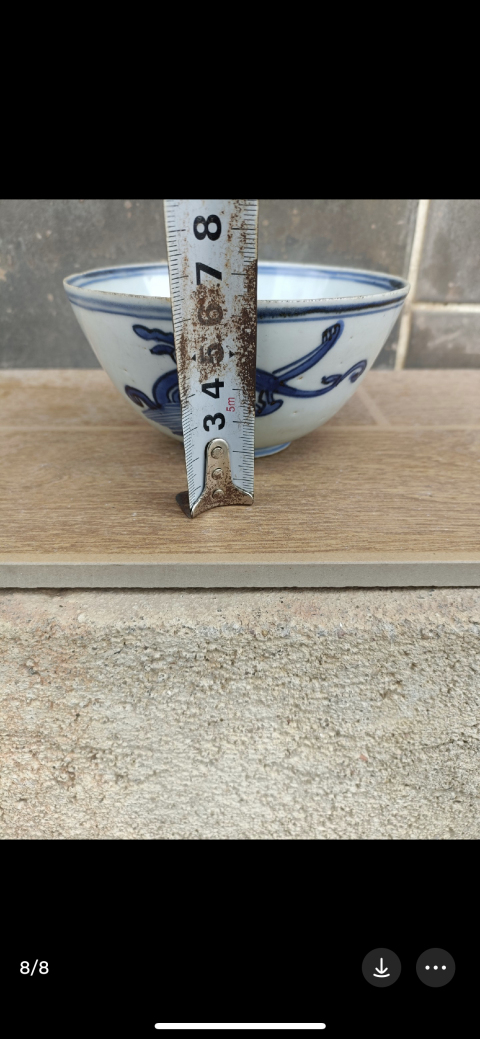 古玩陶瓷晚明 青花螭龍紋碗拍賣,當前價格4500元