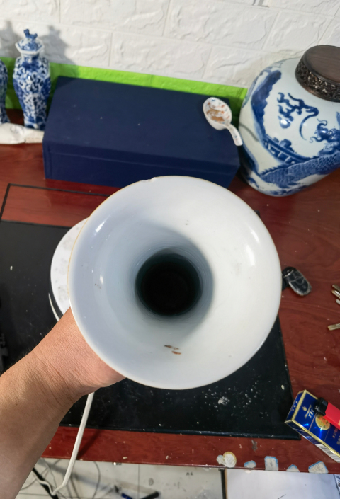 古玩陶瓷富貴大吉圖粉彩束腰花觚拍賣,當前價格11999元