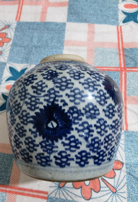 古玩陶瓷青花鳳眼紋罐拍賣,當前價格800元