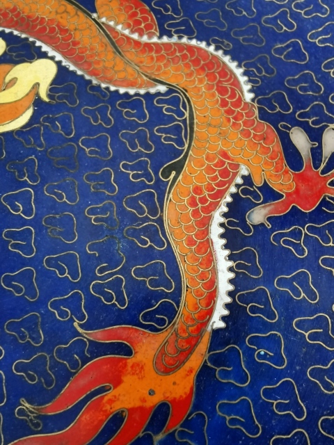 古玩雜項(xiàng)創(chuàng)匯時(shí)期景泰藍(lán)龍紋盤拍賣，當(dāng)前價(jià)格2500元