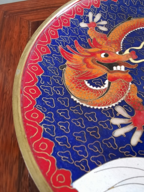 古玩雜項(xiàng)創(chuàng)匯時(shí)期景泰藍(lán)龍紋盤拍賣，當(dāng)前價(jià)格2500元