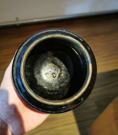 古玩陶瓷元代.磁州窯窯變黑釉豐肩茶入拍賣，當前價格496元