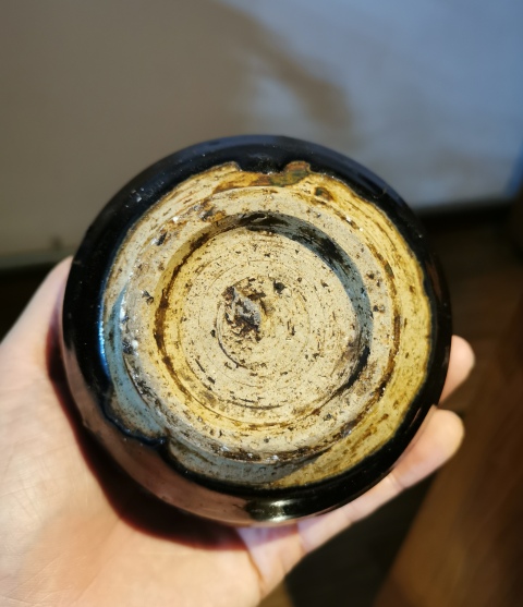古玩陶瓷元代.磁州窯窯變黑釉豐肩茶入拍賣，當前價格496元