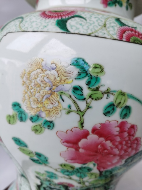 古玩陶瓷清 粉彩花鳥花卉紋將軍罐拍賣,當前價格30000元
