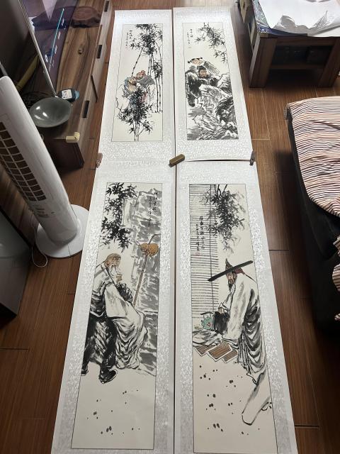 古玩字畫陳-峰《人物四條屏》拍賣,當前價格1788元