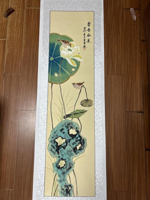 古玩字畫曾娟老師工筆花鳥立軸拍賣,當前價格657元
