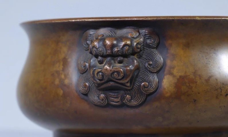 古玩銅器獅耳宣德爐拍賣,當前價格138600元