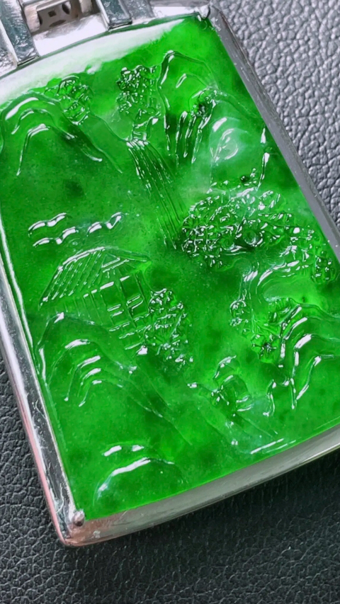 古玩玉器天然翡翠鑲嵌掛牌拍賣，當前價格1800元