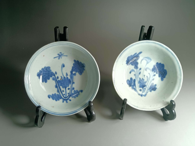 古玩陶瓷青花白菜紋小碟一對拍賣,當前價格3900元
