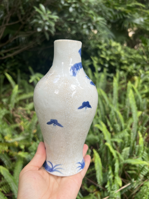 古玩陶瓷清中晚期哥釉青花鳳凰牡丹花紋瓶拍賣,當(dāng)前價格858元