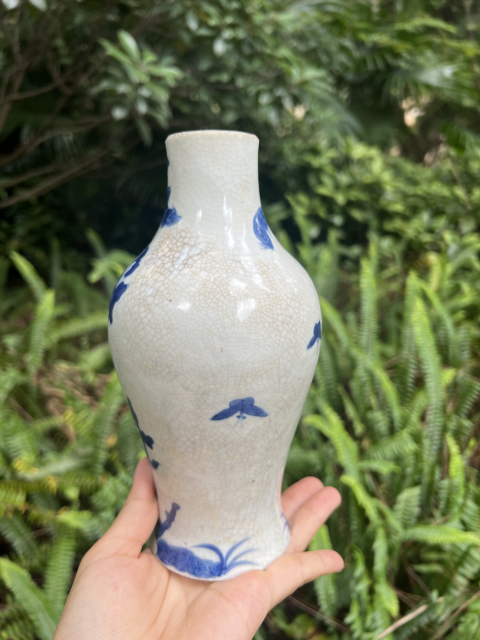 古玩陶瓷清中晚期哥釉青花鳳凰牡丹花紋瓶拍賣,當(dāng)前價格858元