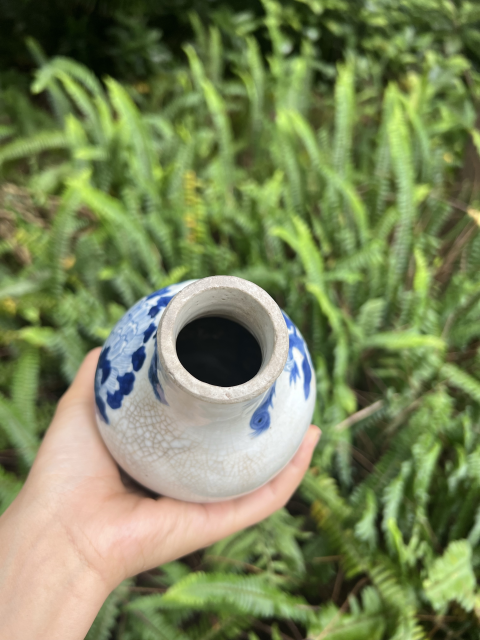 古玩陶瓷清中晚期哥釉青花鳳凰牡丹花紋瓶拍賣,當(dāng)前價格858元