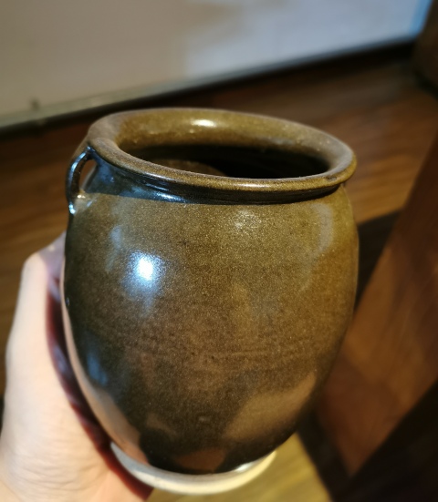 古玩陶瓷明代?茶葉沫釉雙系罐拍賣,當前價格888元