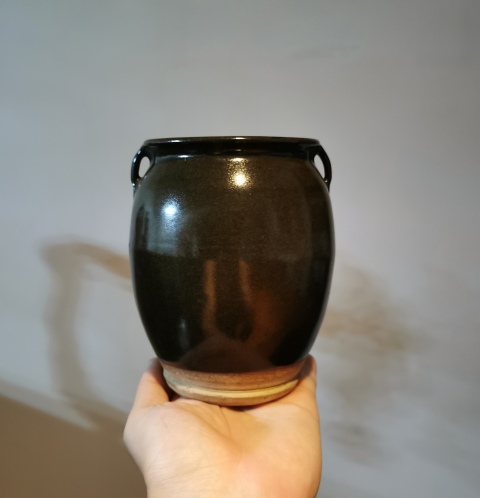 古玩陶瓷明代?茶葉沫釉雙系罐拍賣,當前價格888元