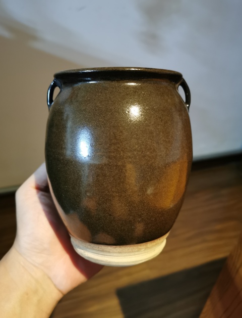 古玩陶瓷明代?茶葉沫釉雙系罐拍賣,當前價格888元