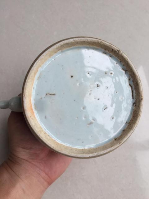 古玩陶瓷青花金魚藻紋提梁壺拍賣，當前價格900元