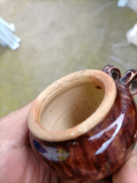 古玩陶瓷褐釉鳥食罐拍賣，當前價格350元