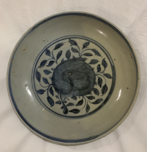 古玩陶瓷明中期青花壽桃紋盤拍賣,當前價格5280元