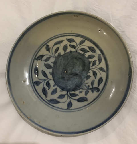 古玩陶瓷明中期青花壽桃紋盤拍賣,當前價格5280元
