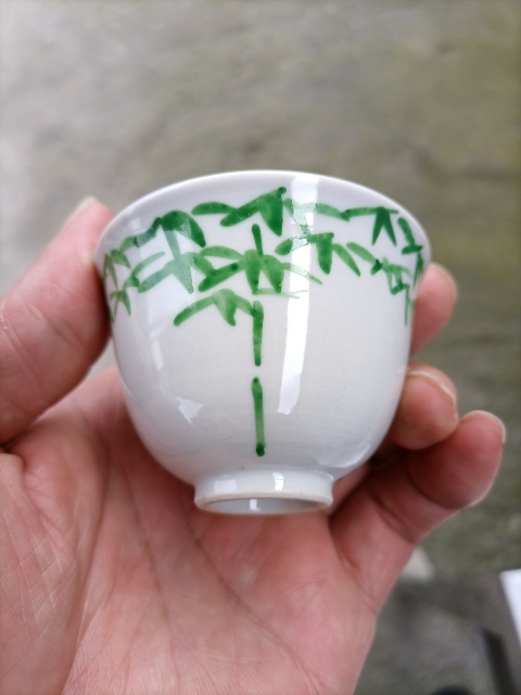 古玩陶瓷竹紋綠彩杯拍賣,當前價格300元