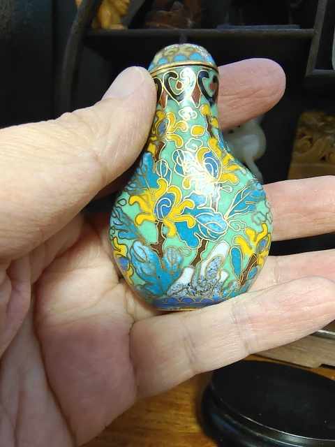 古玩雜項銅胎掐絲琺瑯彩鼻煙壺拍賣,當前價格1200元