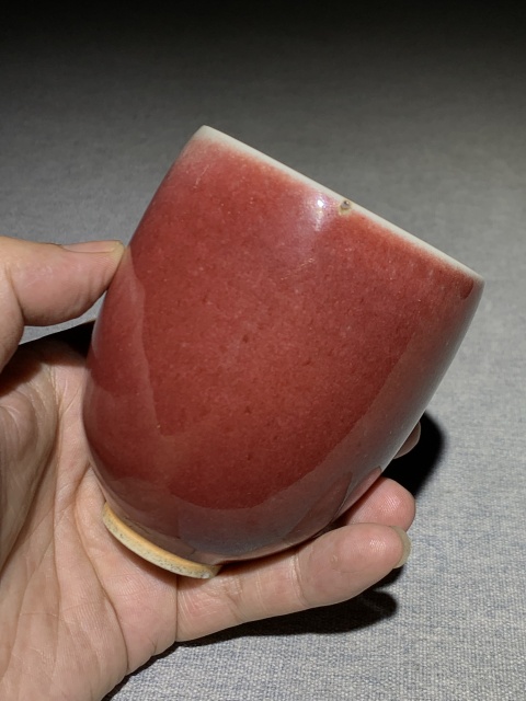 古玩陶瓷清康熙郎窯紅釉杯拍賣,當前價格98000元