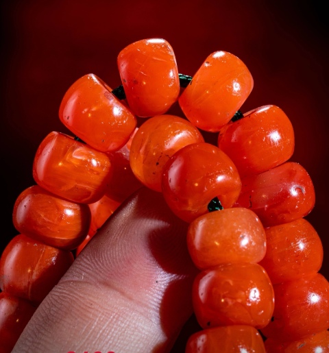 古玩玉器清代藏傳珍品老甘南紅天然瑪瑙珠串(珍藏級)拍賣，當前價格12800元