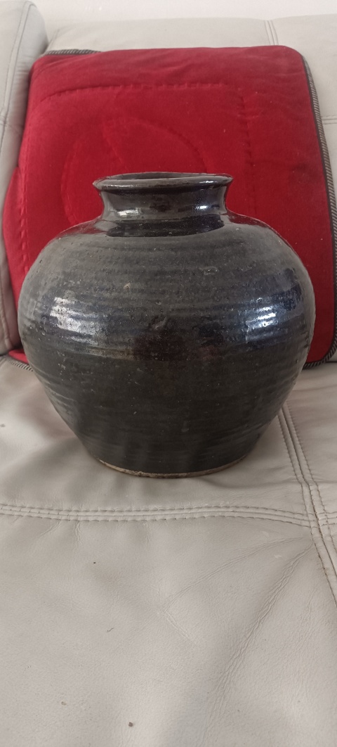 古玩陶瓷清代磁州窯油滴釉大罐拍賣,當前價格598元
