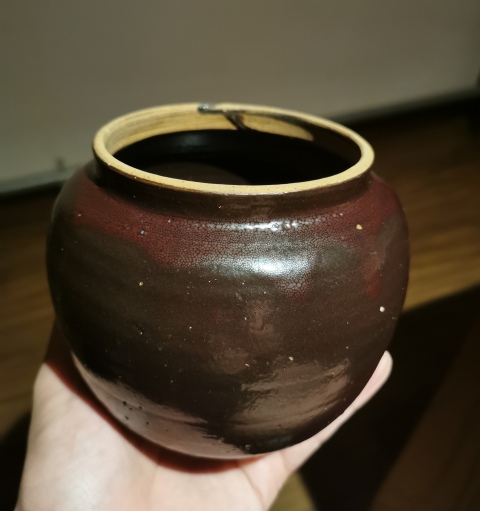 古玩陶瓷明代?油滴釉茶入拍賣,當前價格1350元