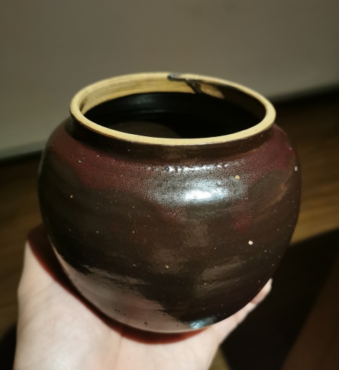 古玩陶瓷明代?油滴釉茶入拍賣,當前價格1350元