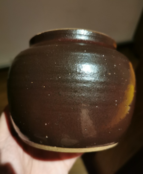古玩陶瓷明代?油滴釉茶入拍賣,當前價格1350元