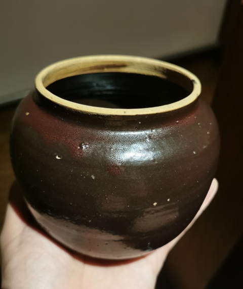 古玩陶瓷明代?油滴釉茶入拍賣,當前價格1350元