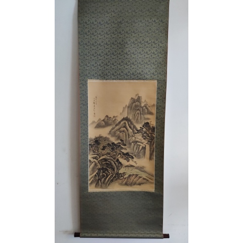 古玩字畫清末民初紹興山陰鄭慶觀瀑圖原裝舊裱立軸拍賣，當前價格2000元