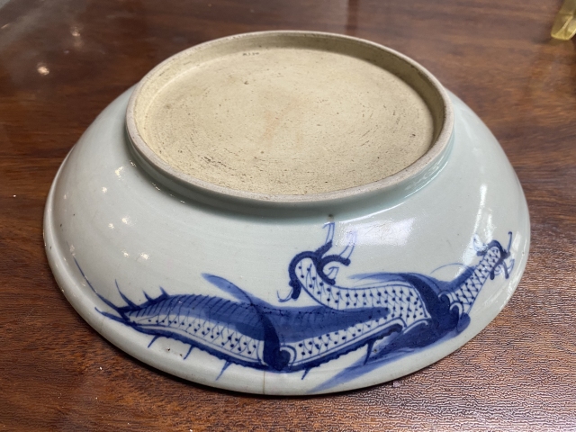 古玩陶瓷雍正青花過墻龍紋盤拍賣，當前價格19800元