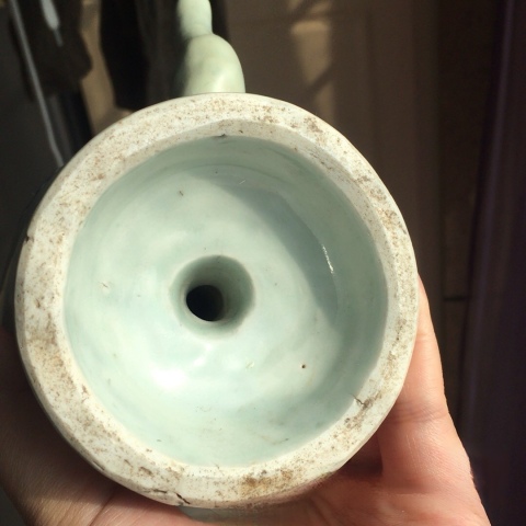 古玩陶瓷清中期?青花堆塑福壽倒流壺拍賣，當(dāng)前價(jià)格3500元