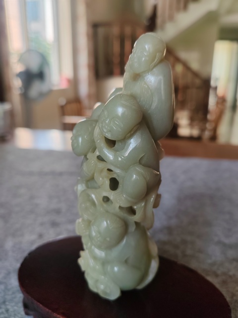 古玩玉器舊藏和田玉蘇工雕“童子獻壽”拍賣,當前價格3580元