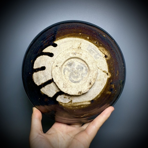 古玩陶瓷黑釉鐵銹斑紋大碗拍賣，當前價格38000元