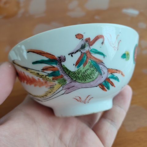 古玩陶瓷粉彩，龍鳳碗+龍紋碗拍賣，當前價格128元