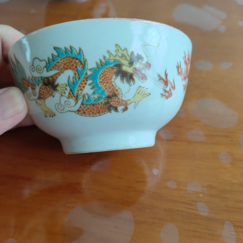 古玩陶瓷粉彩，龍鳳碗+龍紋碗拍賣，當前價格128元