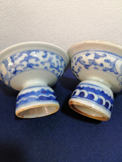 古玩陶瓷青花纏枝花紋高足貢盤拍賣,當前價格1300元