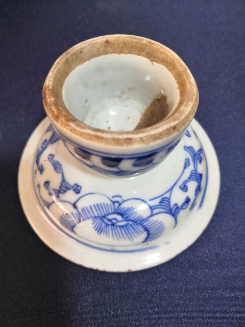 古玩陶瓷青花纏枝花紋高足貢盤拍賣,當前價格1300元
