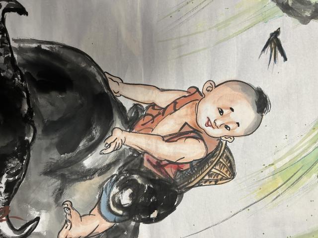 古玩字畫張松平《牧牛圖》拍賣，當前價格675元