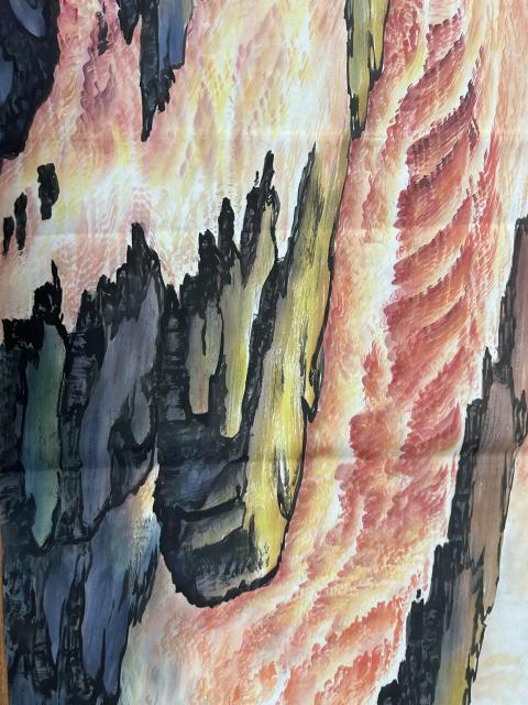 古玩字畫吳成建老師精品國畫《黃河》拍賣,當前價格850元