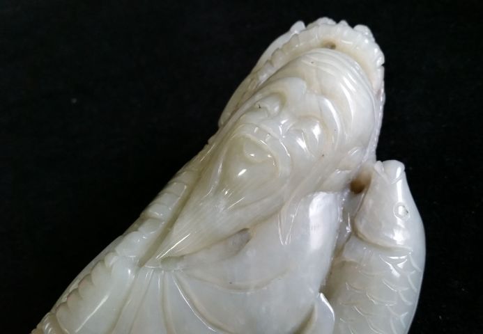 古玩玉器和田玉雕“漁翁得利”擺件拍賣,當前價格3880元