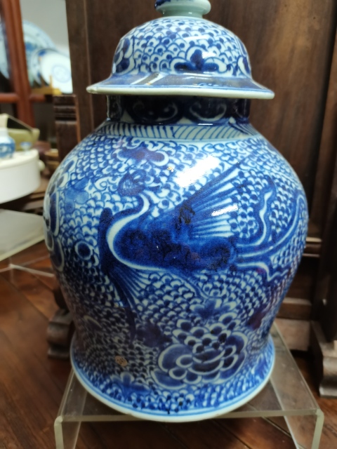 古玩陶瓷青花鳳穿牡丹花紋將軍罐拍賣,當前價格22222元