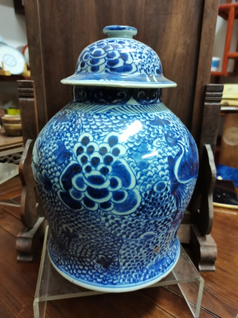 古玩陶瓷青花鳳穿牡丹花紋將軍罐拍賣,當前價格22222元