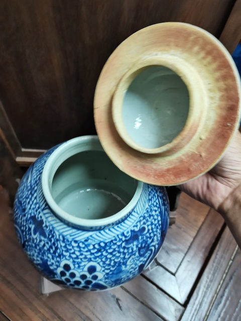 古玩陶瓷青花鳳穿牡丹花紋將軍罐拍賣,當前價格22222元